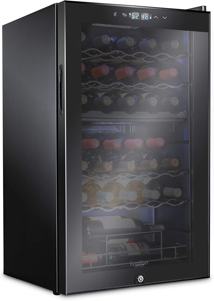 Ivation 33 Bottle Dual Zone Wine Cooler Refrigerator With Lock