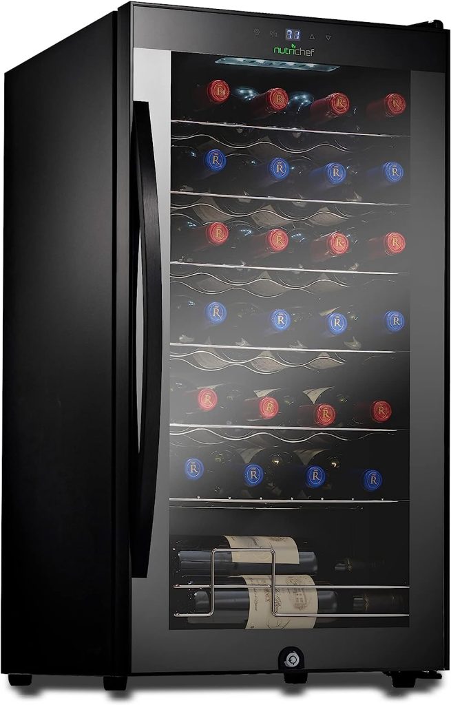 NutriChef 28 Bottle Freestanding Compressor Wine Cooler