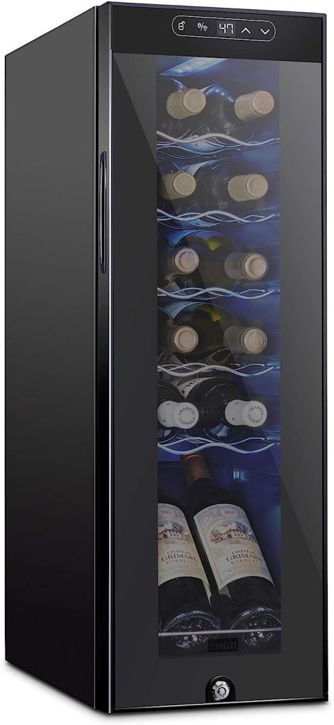 Schmecke 12 Bottle Compressor Slim Wine Cooler Refrigerator 